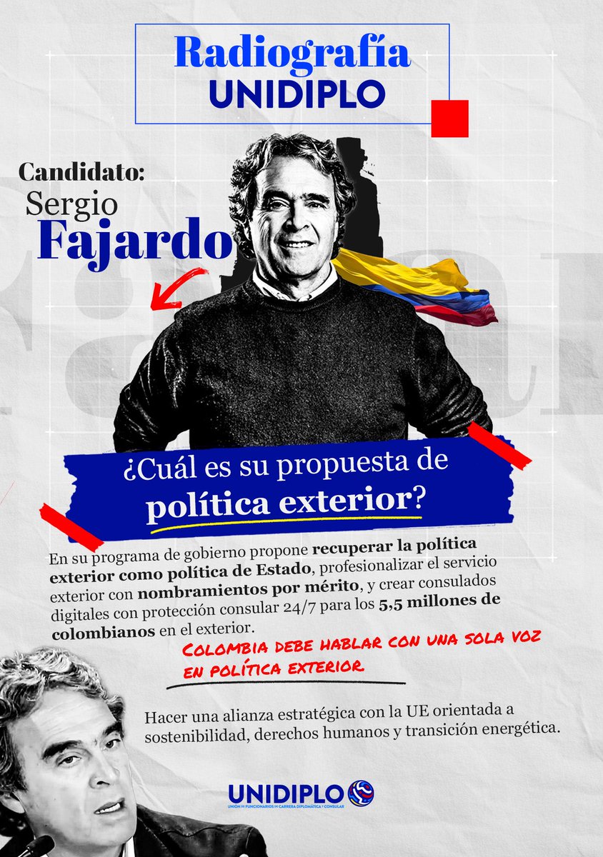unidiplo's tweet photo. Seguimos analizando las candidaturas a la Presidencia 20226-2030 desde el ángulo de la política exterior. Hoy en #RadiografiaUNIDIPLO el turno es para @sergio_fajardo https://t.co/0rDKyaz1u5