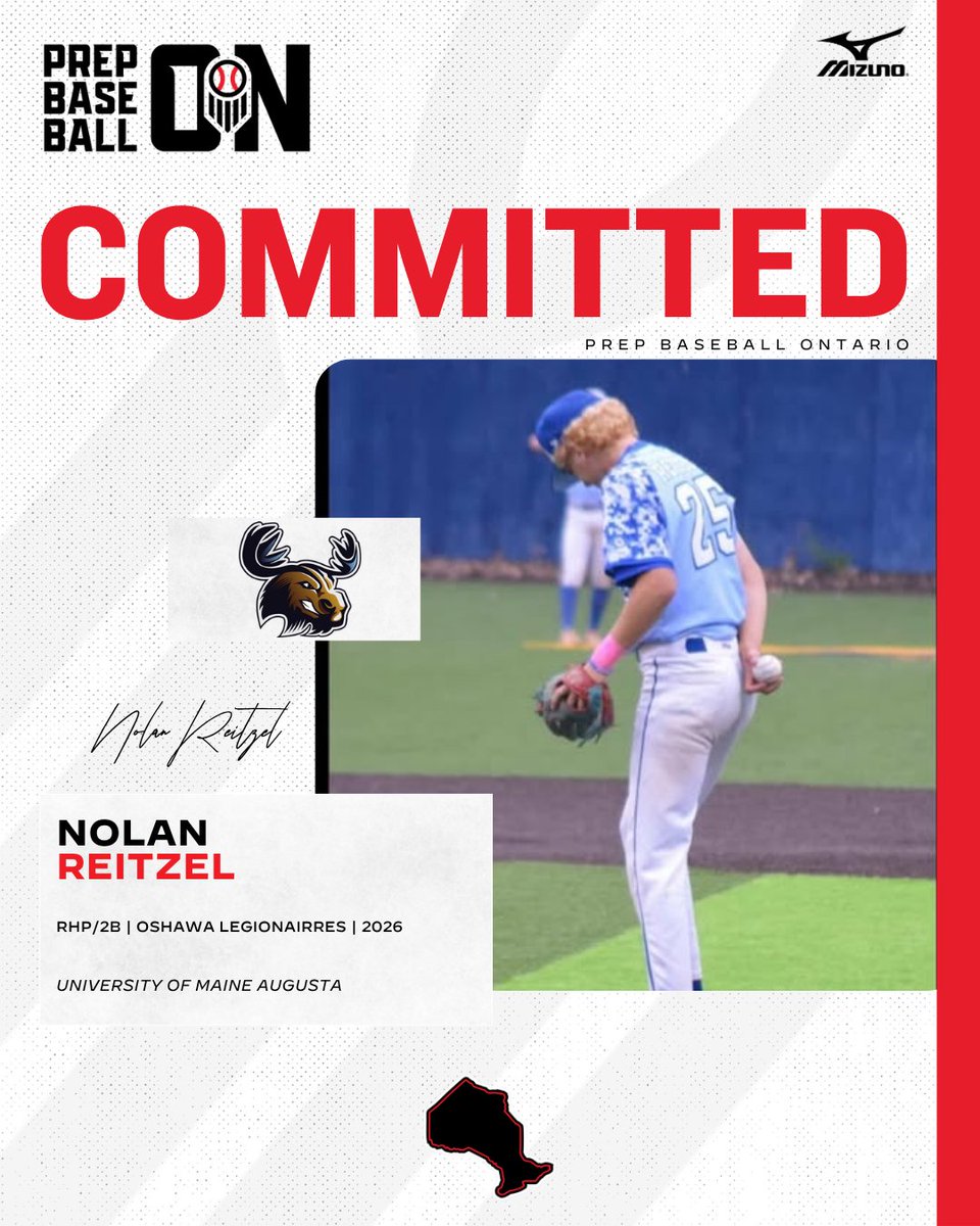 PrepBaseballON's tweet photo. 🚨 𝐂𝐎𝐌𝐌𝐈𝐓𝐌𝐄𝐍𝐓 𝐀𝐋𝐄𝐑𝐓 🚨

'26 RHP/2B Nolan Reitzel (@O_Legionaires) has announced his commitment to University of Maine Augusta.

#OffTheBoard🇨🇦|@NolanReitzel| https://t.co/GmJl71rAoM