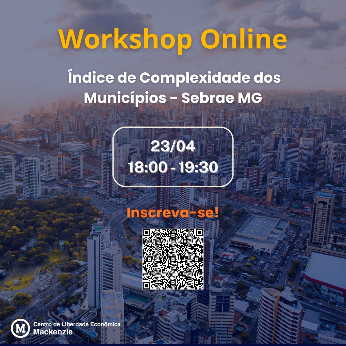 mack_liber's tweet photo. 📊 Workshop Online | Índice de Complexidade dos Municípios

📅 23/04
⏰ 18h às 19h30

🔗 Garanta sua participação pelo link:
 https://t.co/yRb68VhM6a

📲 Ou inscreva-se diretamente pelo QR Code disponível na imagem. https://t.co/xiHGrOdugc
