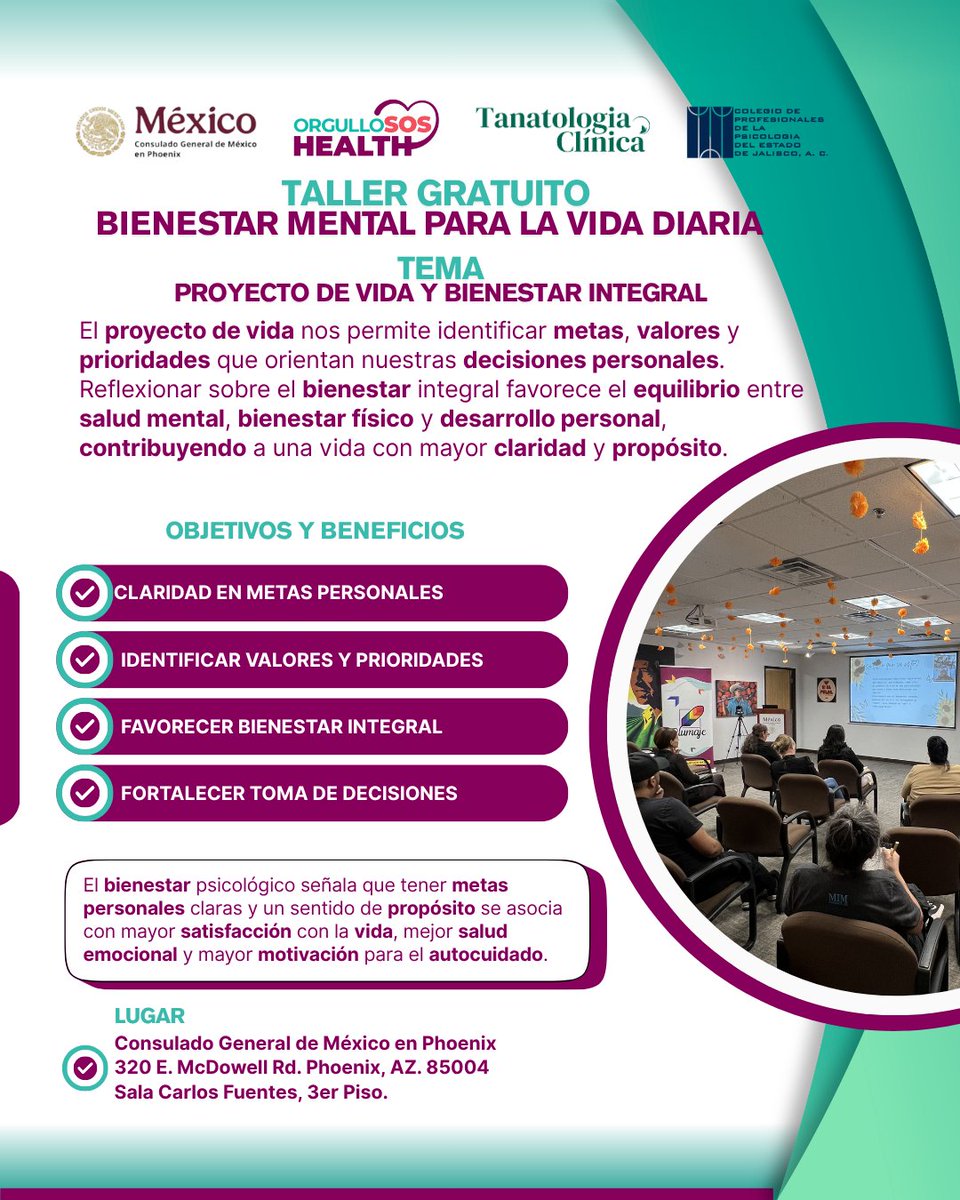 Plumajeorg's tweet image. En este taller compartimos información que favorece el bienestar integral, promoviendo un equilibrio entre salud emocional, desarrollo personal y calidad de vida.
#SaludMental #ProyectoDeVida #BienestarIntegral #EducaciónEnSalud #ComunidadHispana