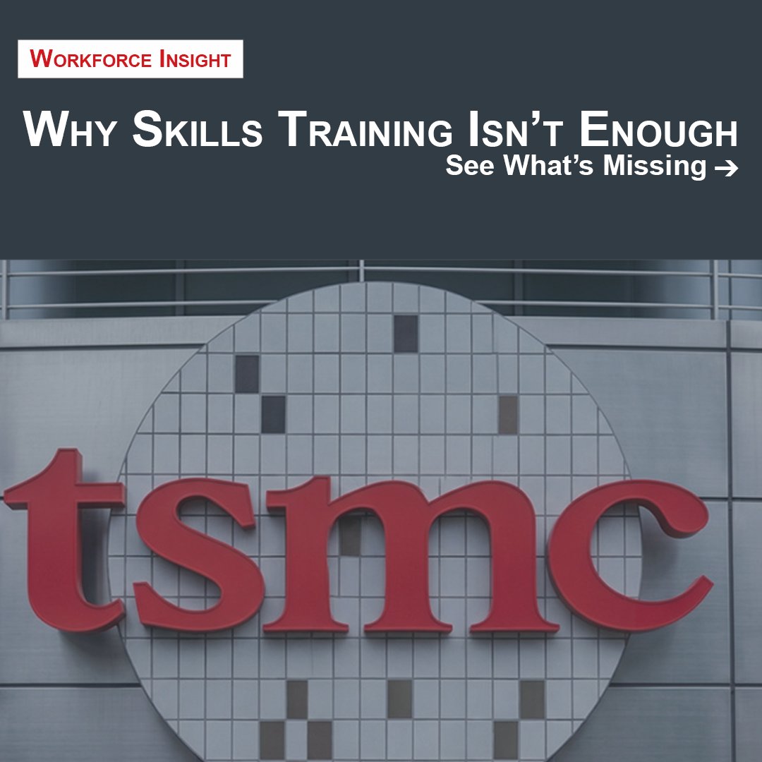 Ind_today's tweet image. The gap isn’t skills.
It’s behavior.

TSMC’s Arizona experience shows why workforce development needs to go beyond training—and into execution.

James Glover connects the dots: industrytoday.com/tsmcs-arizona-…

#Semiconductors #USManufacturing #SupplyChainResilience #AdvancedManufacturing