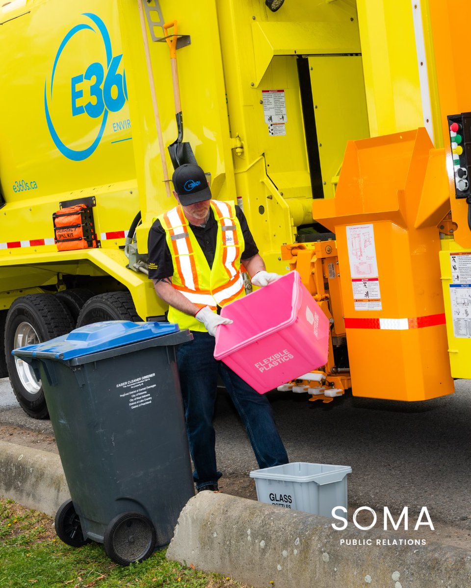 SomaPublic's tweet image. Big changes are coming to recycling in the RDCO ♻️

Recycle BC launched its expanded curbside program with new pink bins (flexible plastics) and grey bins (glass), rolling out May 1, 2026.

Read the full article on our website!

#recycling #PRstrategy #RecycleBC #Kelowna
