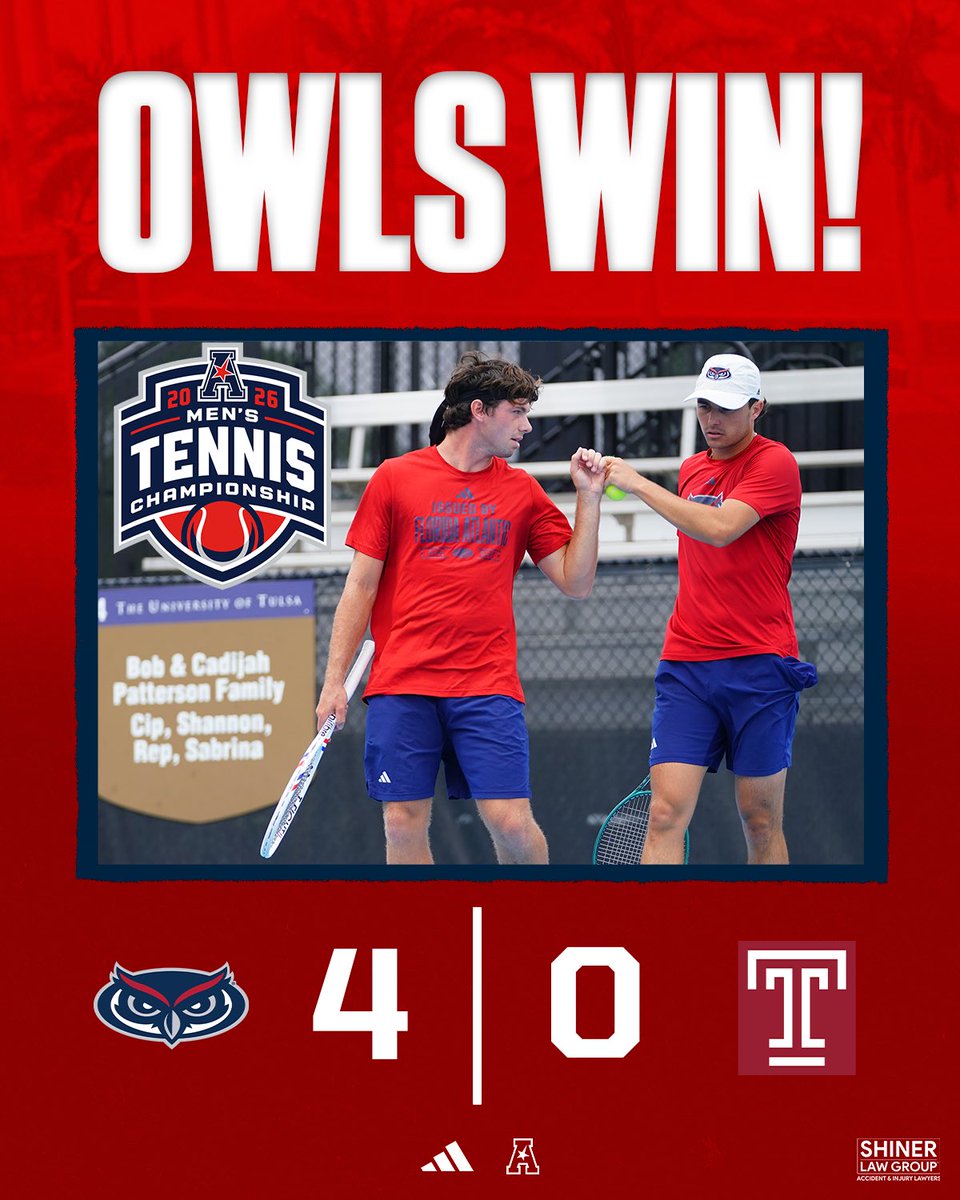 FAUMTennis's tweet photo. A-N-D the Owls advance🎾

Vamos🏎️

#WIP🏝️ https://t.co/QizT6PRU2I