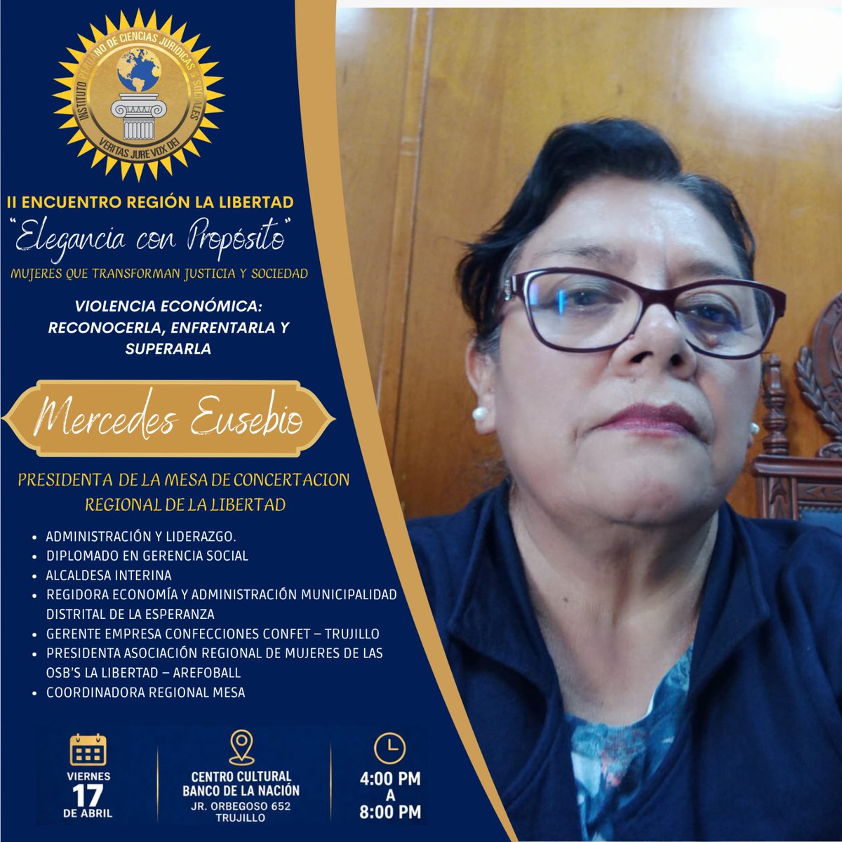 opentrujillo's tweet photo. #Opencultura II Encuentro Región La Libertad
“Elegancia con Propósito” Mujeres que transforman justicia y sociedad

Conversatorio:
“VIOLENCIA ECONÓMICA: RECONOCERLA, ENFRENTARLA Y SUPERARLA” PANEL PROFESIONAL https://t.co/PsgpRrLRNr