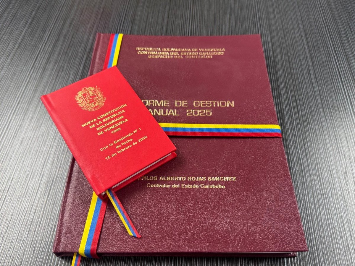 CGRVenezuela's tweet photo. #CGR | La Contraloría del estado Carabobo presenta Informe de Gestión 2025 ante el Máximo Órgano Contralor. 

Este acto simboliza el cumplimiento de las metas alcanzadas durante el ejercicio fiscal anterior, así como el fortalecimiento de los mecanismos de control preventivo. https://t.co/YBhGLRR6qQ