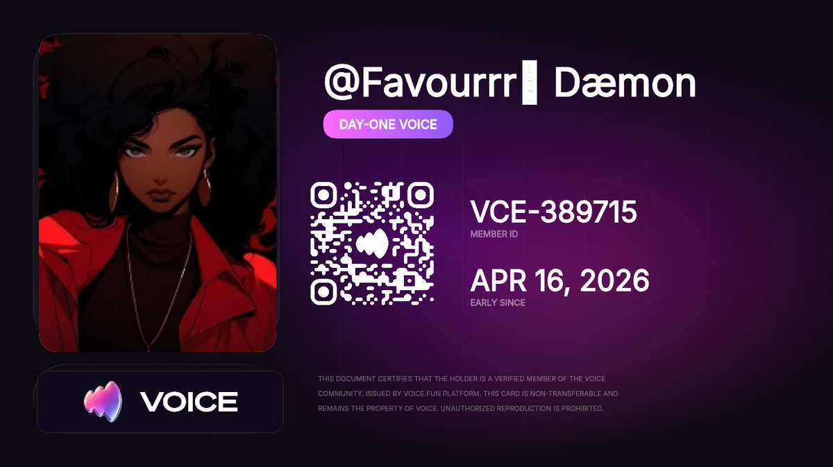 _littlefavour's tweet image. Just got my @Voicehavefun membership card!

Member ID: VCE-316690

#Voice #VoiceFun #VoiceCommunity