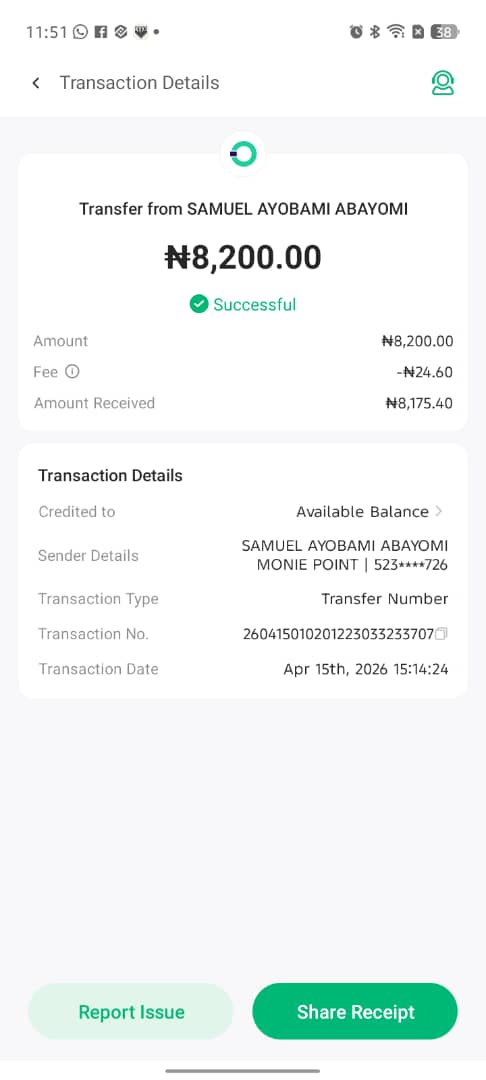 Dear friends, please kindly help me repost this tweet until it gets to the owner.

Someone mistakenly sent this money to my opay account. 

If you are Samuel Ayobami Abayomi, kindly send this your moniepoint account details to me so that I can send the money back to you.