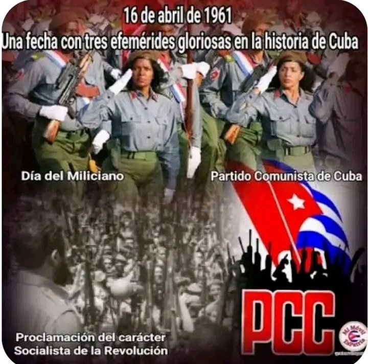 🇨🇺 El 16 de abril de 1961, resume 3 efemérides gloriosas: la declaración del carácter socialista de la Revolución Cubana, el Día del Miliciano y la fundación del Partido Comunista de Cuba. Tres  acontecimientos con la disposición de defender Revolución.
#CubaEstáFirme