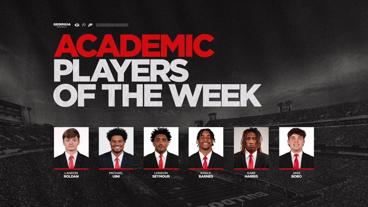 KirbySmartUGA's tweet photo. Congratulations to our Academic Players of the Week !!

#GoDawgs https://t.co/rc6K7oM3Xe