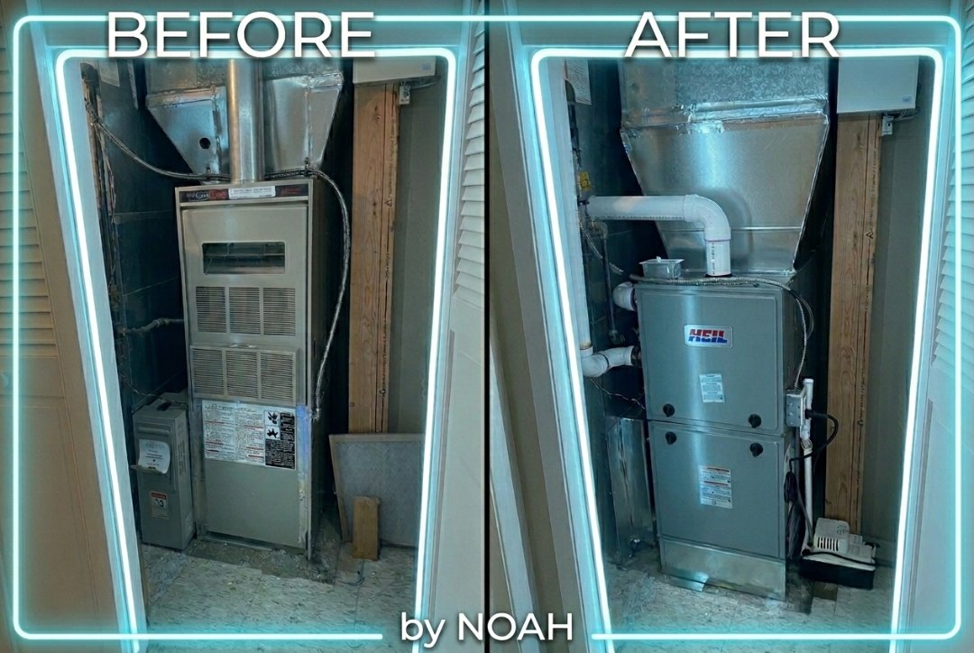 Petetheplumber8's tweet image. From outdated to upgraded 📷📷—a cleaner install, smarter airflow, and a system built to perform. Before vs. after done right.
#BeforeAndAfter #HVACUpgrade #HomeImprovement #FurnaceInstall #AirflowMatters #HVACTech #UpgradeComplete #CleanInstall #HeatingAndCooling