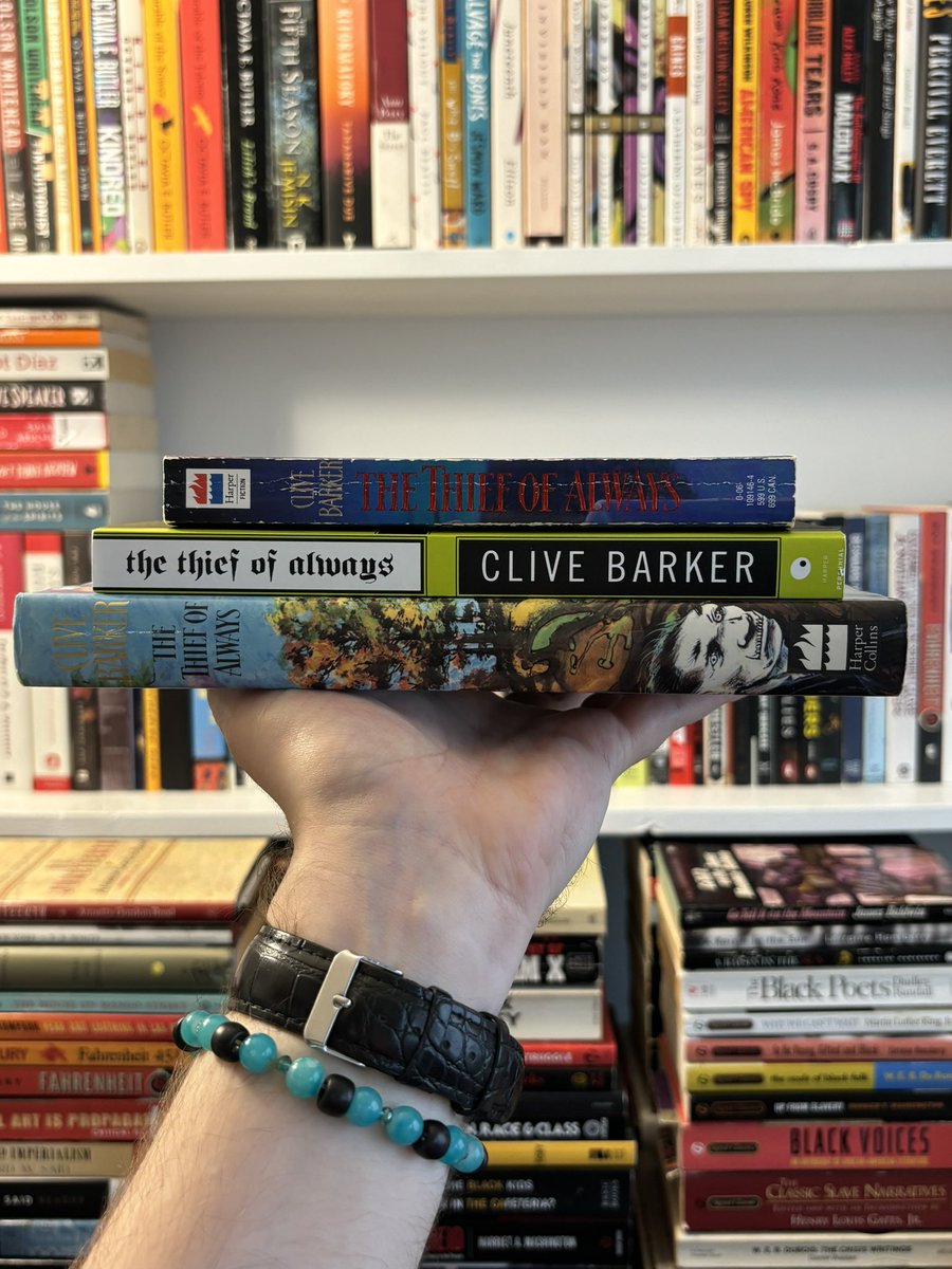 TDogAllen9's tweet photo. Three copies of Clive Barker’s dark fantasy book The Thief of Always. One of the author’s best books for fans of spooky children’s books. https://t.co/t1oytaUQYW