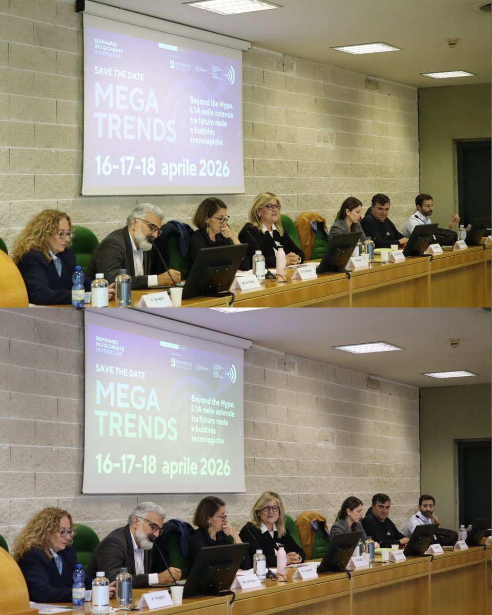Comunica_Media's tweet photo. 🚀 𝐌𝐄𝐆𝐀𝐓𝐑𝐄𝐍𝐃𝐒 𝟐𝟎𝟐𝟔 — 𝐁𝐞𝐲𝐨𝐧𝐝 𝐭𝐡𝐞 𝐇𝐲𝐩𝐞
Non è solo una giornata dedicata all’AI. È un cambio di prospettiva. 
🎓 Un appuntamento promosso dal
𝐌𝐚𝐬𝐭𝐞𝐫 𝐢𝐧 𝐄𝐜𝐨𝐧𝐨𝐦𝐢𝐚 𝐞 𝐌𝐚𝐧𝐚𝐠𝐞𝐦𝐞𝐧𝐭 𝐝𝐞𝐥𝐥𝐚 𝐂𝐨𝐦𝐮𝐧𝐢𝐜𝐚𝐳𝐢𝐨𝐧𝐞 𝐞 𝐝𝐞𝐢 𝐌𝐞𝐝𝐢𝐚
e dal 𝐌𝐚𝐬𝐭𝐞𝐫 𝐢𝐧 𝐌𝐚𝐫𝐤𝐞𝐭𝐢𝐧𝐠 𝐞  𝐌𝐚𝐧𝐚𝐠𝐞𝐦𝐞𝐧𝐭 𝐝𝐞𝐥𝐥𝐨 𝐒𝐩𝐨𝐫𝐭  dell’Università di Roma Tor Vergata 
⚖️ L'AI non è hype, non è paura. La risposta non è negli estremi:
👉è infrastruttura da governare
👉integrazione reale nei processi
👉non perdere ciò che conta: il brand e la sua identità
‼️Il punto chiave si sposta: 
👤 La 𝐏𝐫𝐨𝐟.𝐬𝐬𝐚 @SPattuglia - Direttrice dei Master,  afferma 💬” La brand voice è la capability meno replicabile. L’urgenza esiste, l’autenticità richiede tempo: costruire con metodo protegge il brand nel lungo periodo.” 
🔥 𝐃𝐚𝐥𝐥’𝐡𝐲𝐩𝐞 𝐚𝐥𝐥𝐚 𝐫𝐞𝐚𝐥𝐭𝐚̀: 𝐪𝐮𝐢 𝐬𝐢 𝐠𝐢𝐨𝐜𝐚 𝐭𝐮𝐭𝐭𝐨.

#MEGATRENDS2026 #WMC2026 #AI #Comunicazione #Marketing