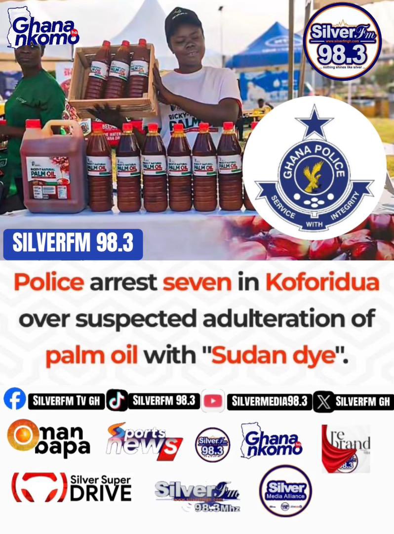 SilverfmGH's tweet image. 📍📍📍Police arrest seven in Koforidua over suspected adulteration of palm oil with “Sudan dye”. #Silver #ghanahonkomo #fypシ #SilverEntertainment #silverfm #silvernews #hypercar
