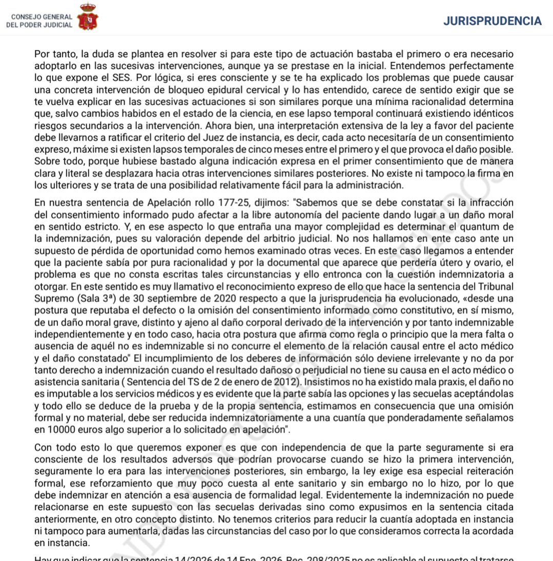 humanizasanidad's tweet photo. ⚖️STSJEx núm. 169/2026, de 17/03/2026, Id Cendoj: 10037330012026100165.
Cuántas veces ha de #recabarse el #consentimiento #informado en caso de #sucesivas #intervenciones (infiltraciones): https://t.co/PAJkTXMyne