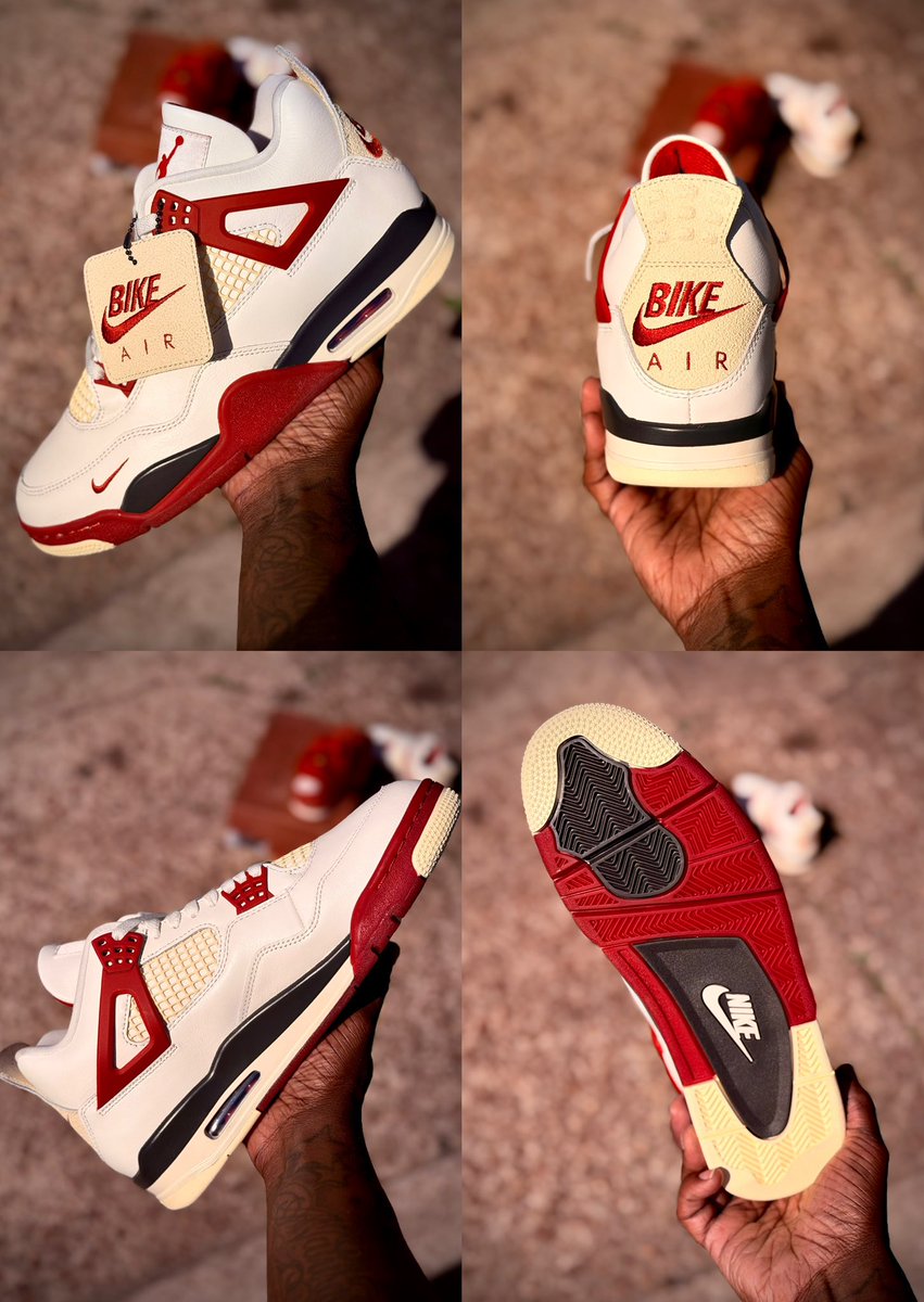 insanesneaker's tweet photo. IN-HAND LOOK: Nigel Sylvester x Air Jordan 4 “Brick after Brick” 🧱🚲

• May 9th
• $230 https://t.co/2jtpoJ68SQ