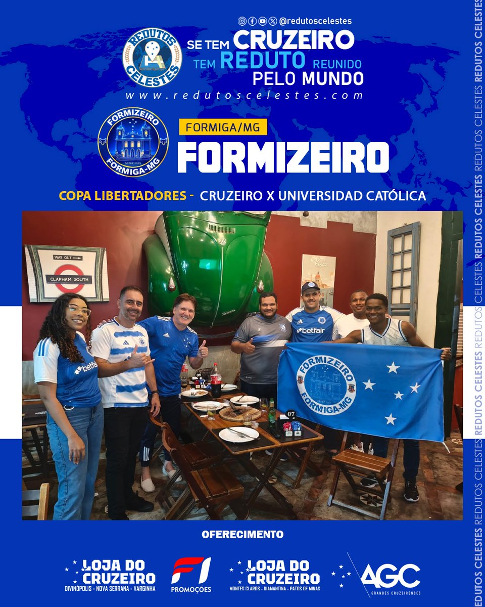 RedutosCelestes's tweet photo. O reduto @formizeiro se reuniu no jogo do @Cruzeiro contra a U Católica do Chile pela Copa Libertadores da América.

Cruzeirenses pelo Mundo #JuntosPeloCruzeiro

#RedutosCelestes #Cruzeiro
#CopaLibertadores2026 https://t.co/4Q3MmJYnis