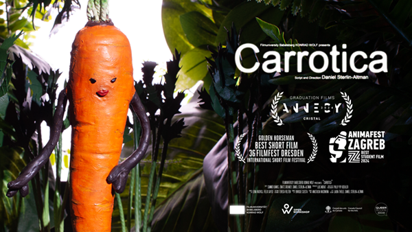 ANIMATIONWorld's tweet image. #Carrotica Now Online Following Festival Run: watch Daniel Sterlin-Altman’s #Annecy Cristal-winning #stopmotion short about a teenage boy secretly writing explicit gay erotica while his single mom is seduced by a carrot. bit.ly/4mAsnUf #QueerCinema #IndieAnimation
