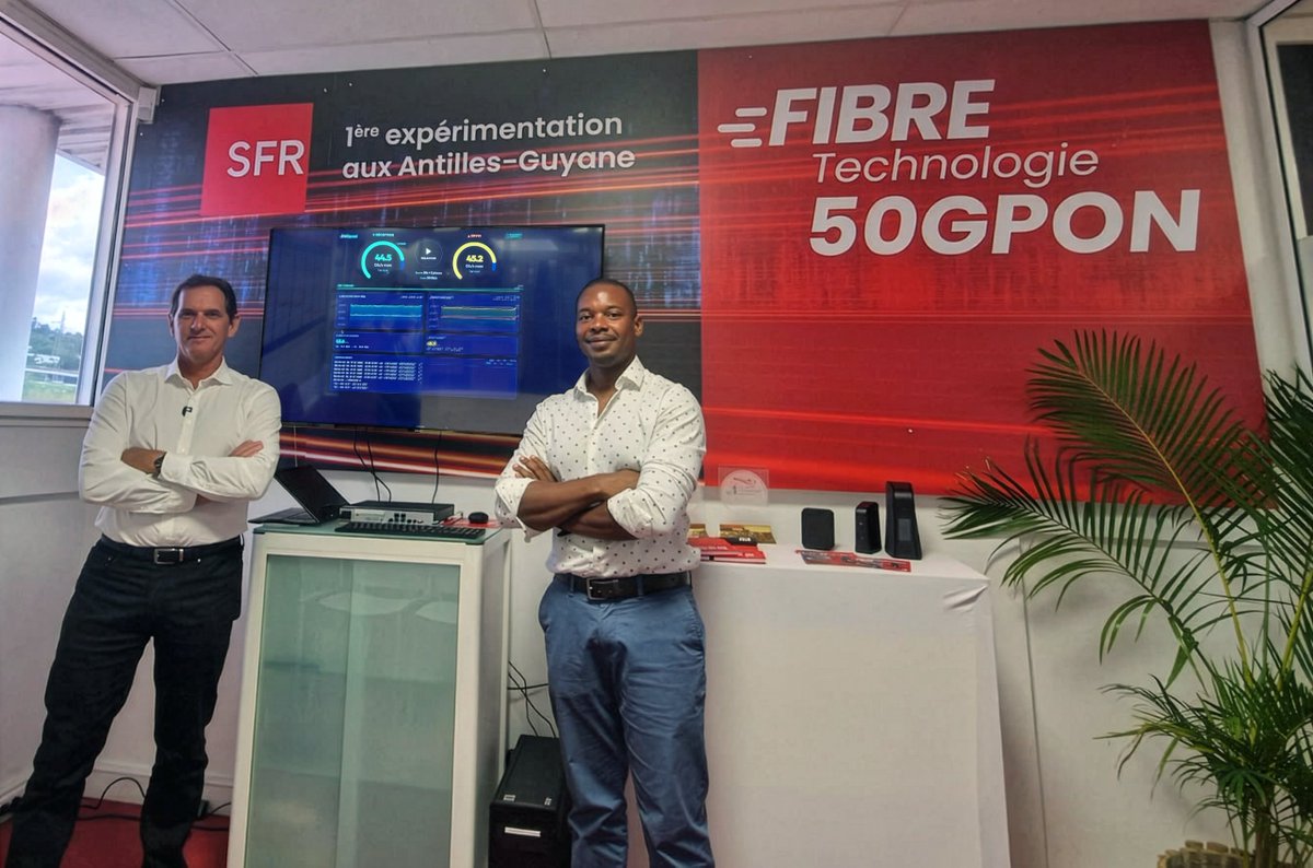 🛜 SFR Caraïbe a franchi un cap technologique majeur en testant, le 14 avril, la norme 50 GPON, atteignant des débits inédits de 44,2 Gb/s en réception et 45,3 Gb/s en émission.

Cette expérimentation, réalisée dans des conditions réelles, marque une avancée significative pour le