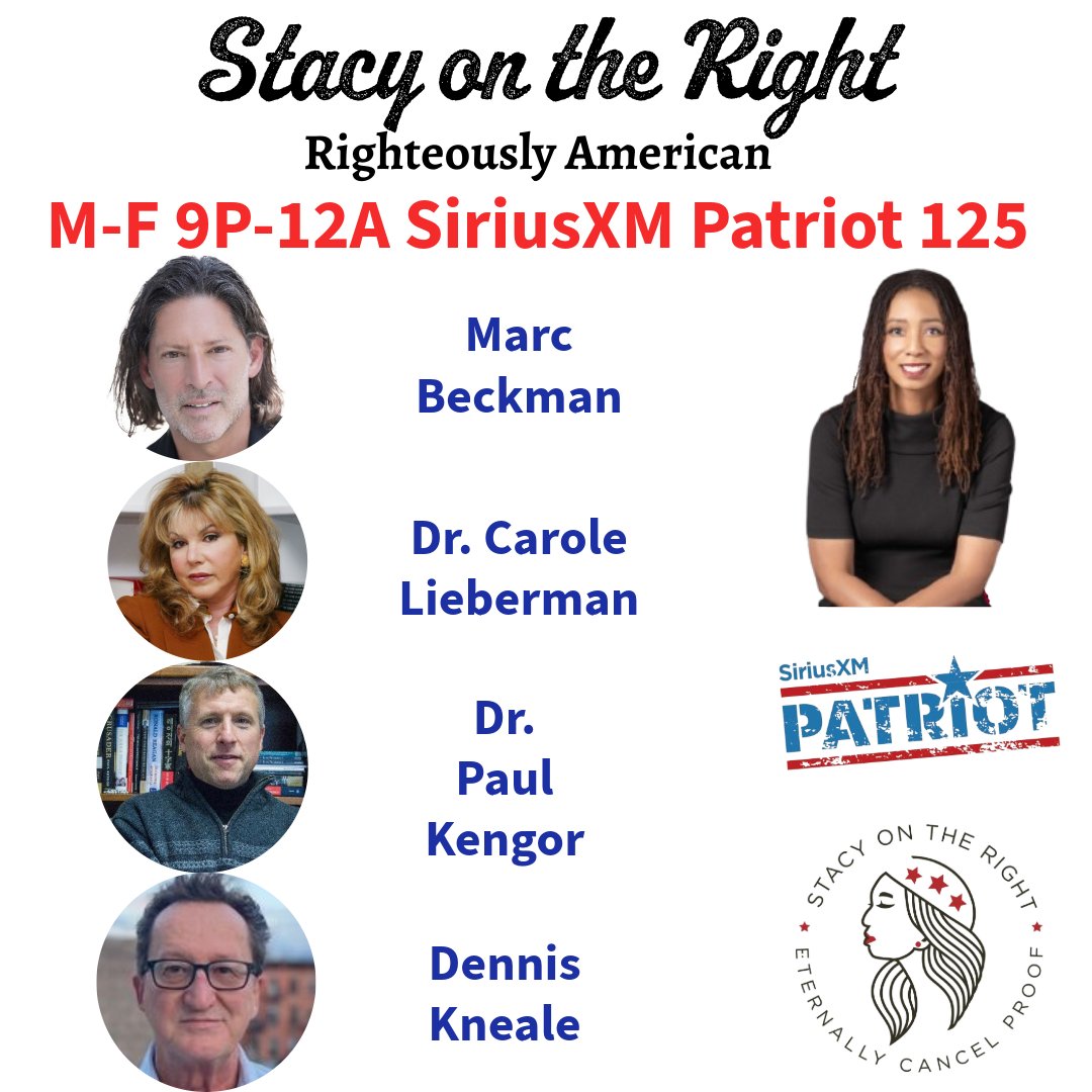 SiriusXMPatriot's tweet image. Tonight On @StacyOnTheRight 9pm-12am ET Fri 4/17

9:20pm @DrCaroleMD 

10:05pm @MarcBeckman 

11:05pm @DrPaulKengor 

11:30pm @denniskneale

Tonight's Opening Verse: John 14:26
Call In Now: 866-957-2874
sxm.app.link/Patriot sxm.app.link/StacyOnTheRight
#SOTR #RighteouslyAmerican