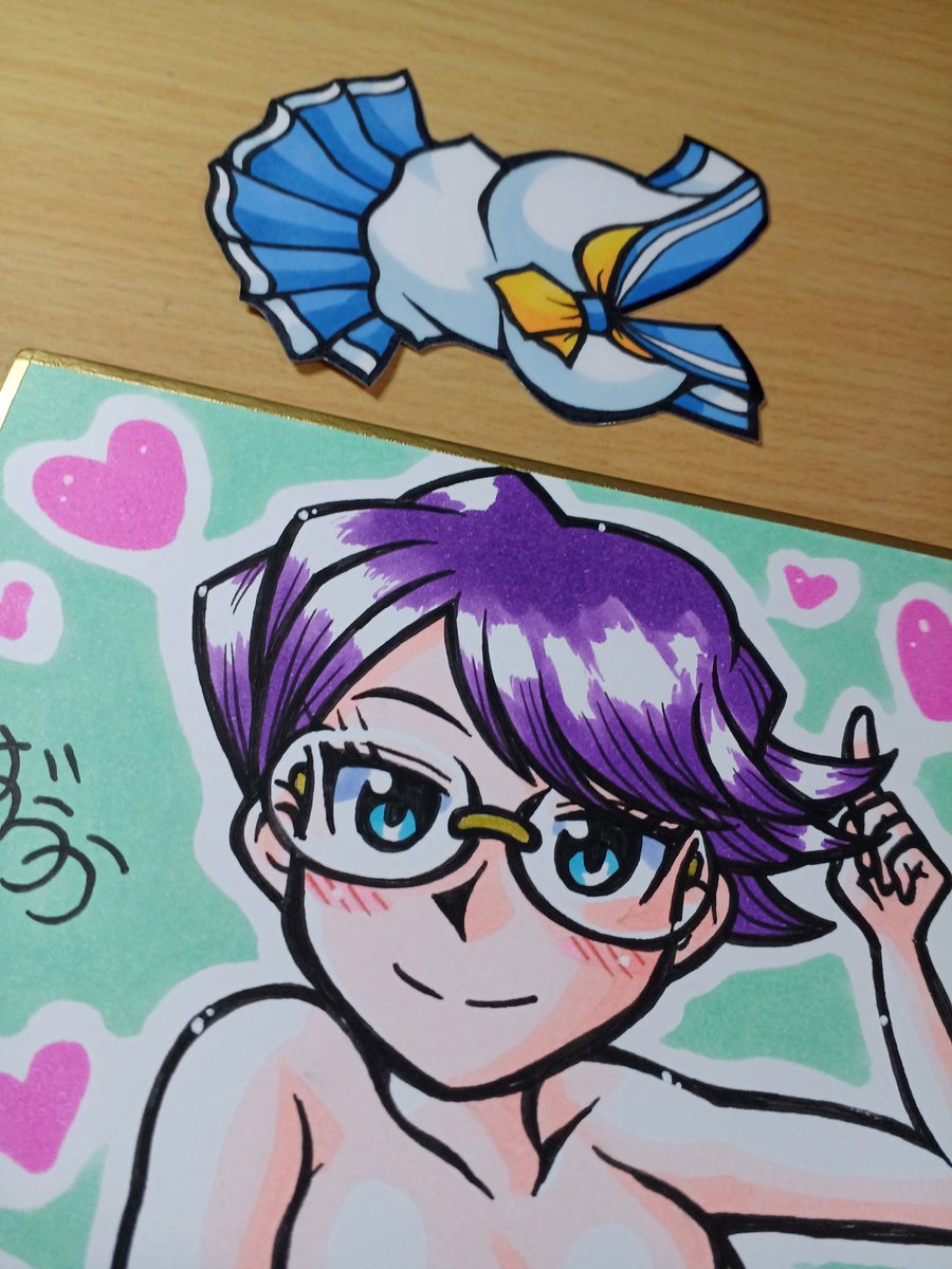 oekaki55baraka's tweet image. ミニ色紙に学級委員長の女子高生さんを描きました(^o^)

キャストオフ！

#イラスト
#Illustrator