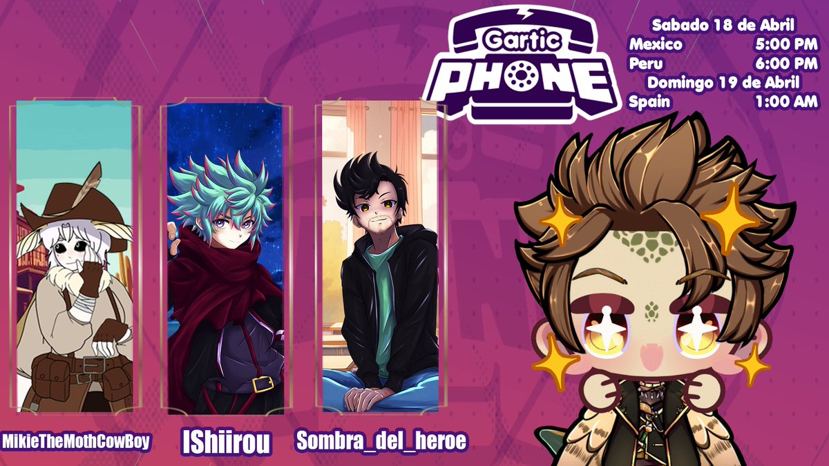 3 Artistas una tripulación
Los últimos 3 participantes pero los que mas han estado apoyando a su capitán.

Si uno quiere algo en 3D o pixel art el buen <a href="/SombraHeroe/">Sombra del Héroe</a> hace su mejor esfuerzo.

El artista de la tripulación <a href="/IShirou_/">Shirou</a> que le teme al afecto pero solo hace que lo quieran