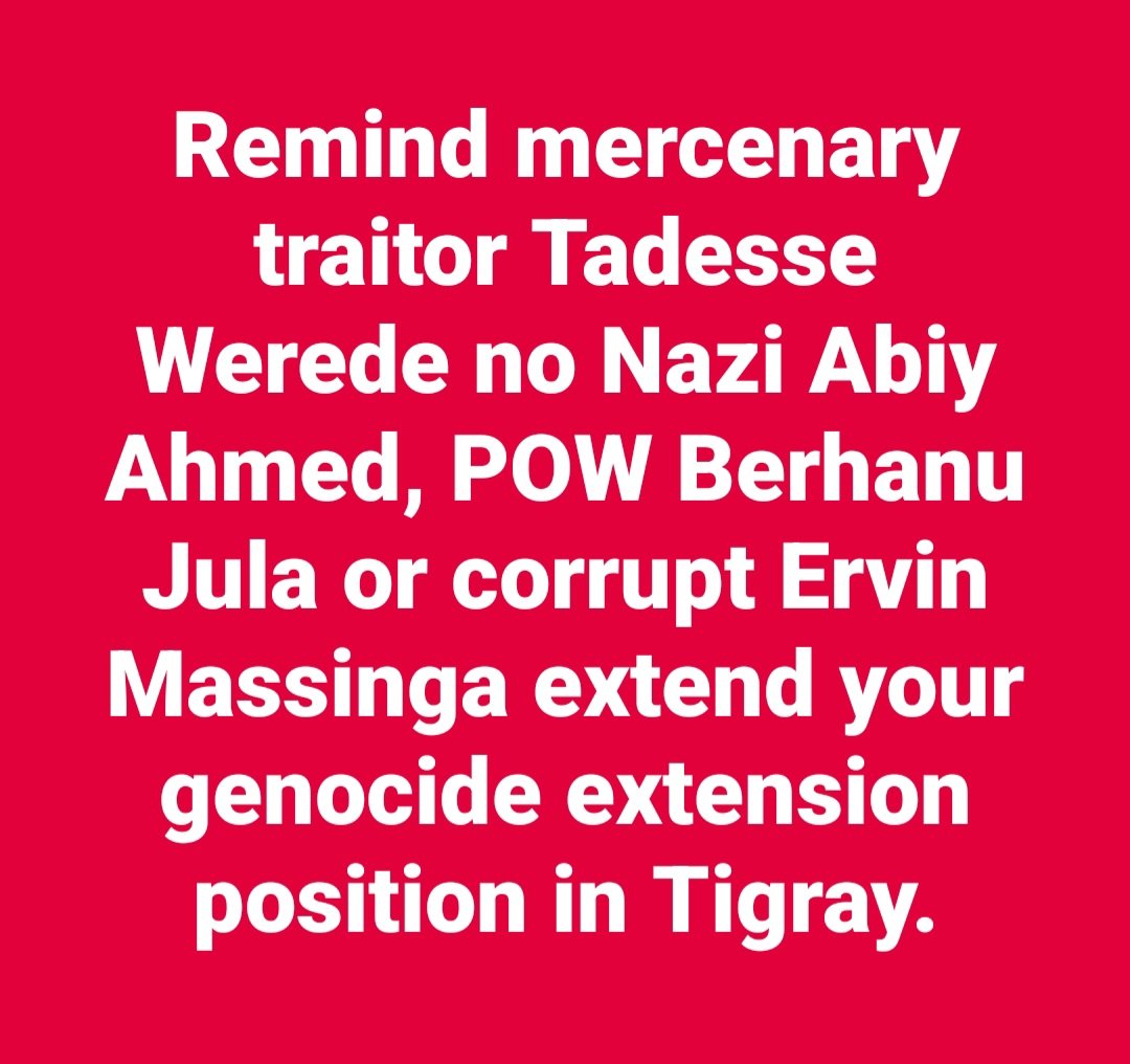 LemlemTigest's tweet image. #Remind #mercenary #traitor #Tadesse #Werede no #Nazi #Abiy #Ahmed, #POW #Berhanu #Jula or #corrupt #Ervin #Massinga #extend your #genocide #extension position in #Tigray.