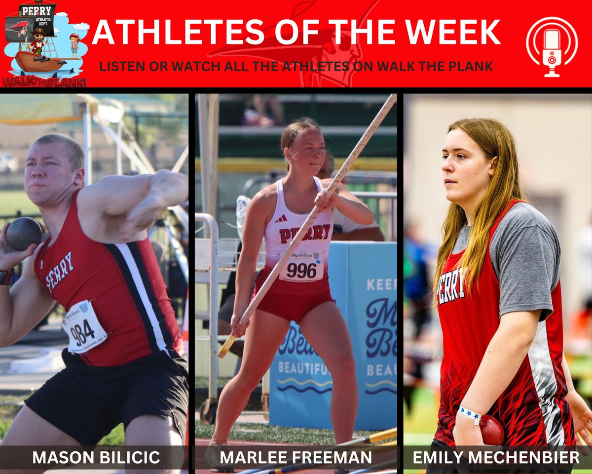 Perry_Pirates's tweet photo. Congrats to Marlee, Emily, and Mason for being our Athletes of the Week! Listen to their interviews on our Walk the Plank podcast! https://t.co/z3JcLK61FO https://t.co/vYMF8RtEYo