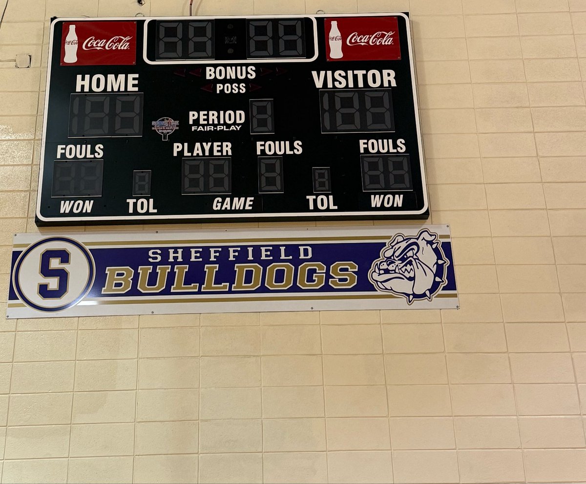 sheffieldmbb's tweet photo. 🚨 AL IS NOW A FULL SHOT CLOCK STATE 🚨

Thank you to everyone who came together to help get our TWO new shot clocks and scoreboards installed and ready for next season! Your time, effort, and support truly is everything! It's a GREAT time to be a Sheffield Bulldog! 🐶💜💛 https://t.co/8GuCU92SzT
