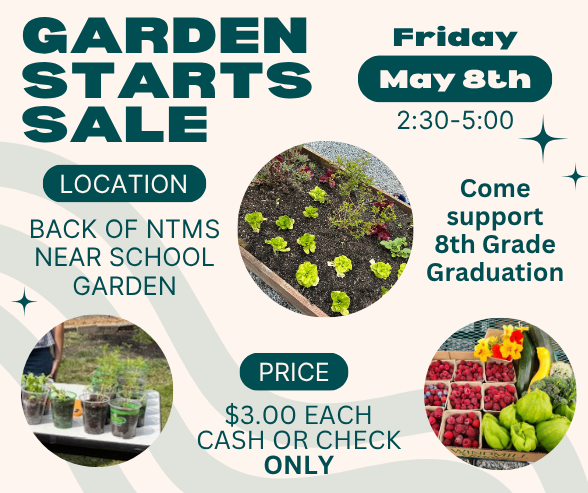 NorthTappsMS's tweet photo. Spring is here, and it's time to plan your garden! Save the date for the NTMS Garden Starts Sale happening on Friday, May 8th, from 2:30 to 5:00 PM. 🌱 Get your garden growing with plant starts for just $3 each (cash/check only). Proceeds support the 8th Grade Graduation! 🎓 https://t.co/oMJxQOFqz5