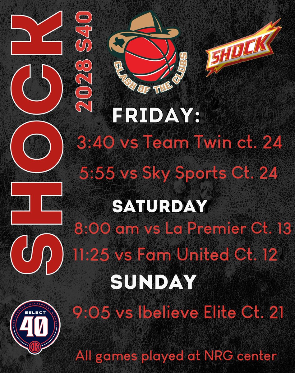 CoachRubyD's tweet photo. We are just hours away from the first @SelectEventsBB session of the season and it’s gonna be a good one !
Coaches, I know I’ve text several of you .. but here’s a quick reference for this weekends @Shockhoops games ! https://t.co/xbNWKhwZxq