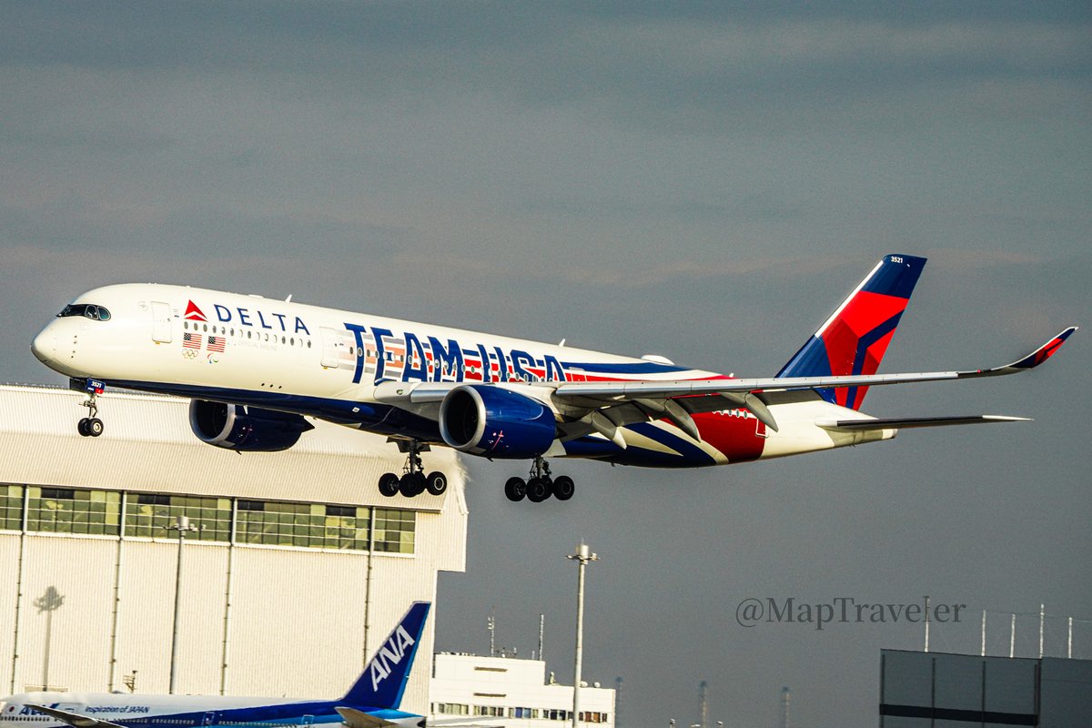 Traveler25889M's tweet image. #羽田空港 #HND #airlines 
#写真が好きな人と繋がりたい #sony　
February-12-2026 
Haneda Airport （Soramunado Terrace）
DELTA Airlines（N527DN）
Airbus A350-941　Team USA livery　

SONY α7RⅣ
TAMRON 50-400mmF4.5-6.3 Di Ⅲ VC VXD
F14　1/1000　M　ISO800　326mm