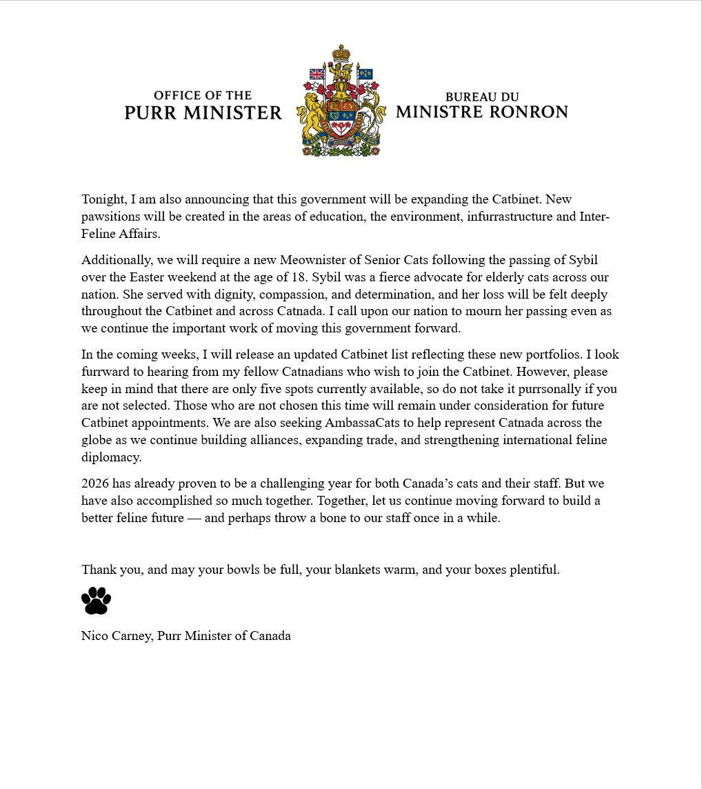 🇨🇦 Nico Carney, Purr Minister of Canada tweet media