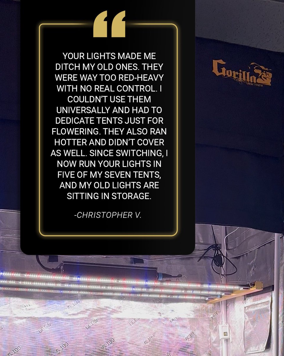 GorillaGrowTent's tweet image. Your grow light shouldn’t limit how you grow. Fixed spectrum = less flexibility.
Gorilla grow lights give you control, cooler temps, and better coverage.
#GrowStrong 🦍💪