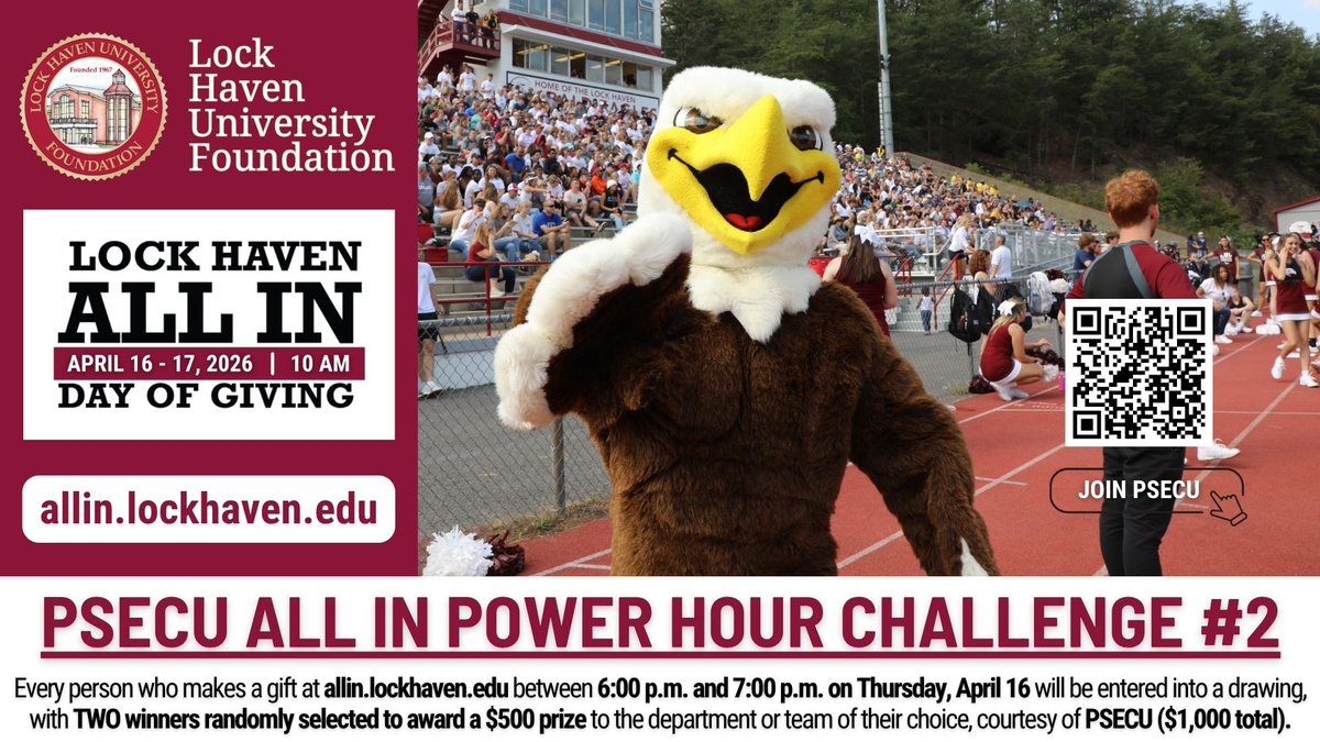 LHUalumni's tweet photo. Our final POWER HOUR of the day starts NOW! 4 WINNERS will unlock $250 prizes for their favorite program, courtesy of PSECU. Give now at https://t.co/7mGoWLZS3M #LHUALLIN https://t.co/epsT7NJz4w