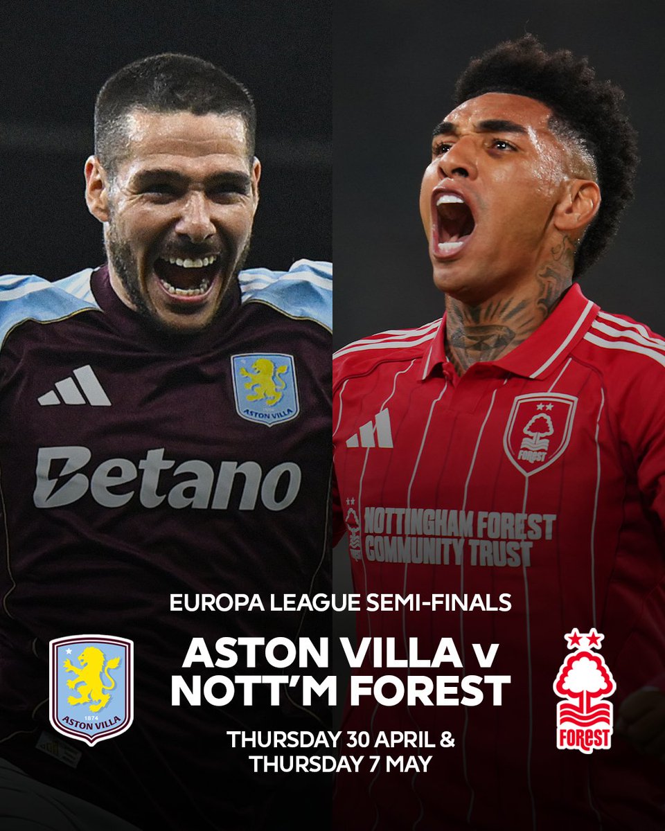 premierleague's tweet photo. It's an all Premier League semi-final! 👀

@AVFCOfficial and @NFFC will face off for a place in the Europa League final after their wins against Bologna and Porto 🤝 https://t.co/NyJ5v7SCVw