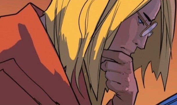 Deep in thought. 

Nothing can save him, no one can save him.