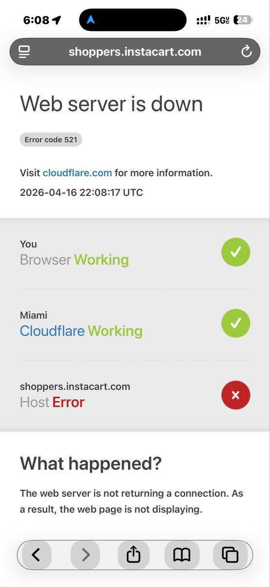 robertogomes100's tweet photo. @Instacart @instacarthelp The shopper app seems to be down and I’m currently in the middle of a delivery. I can’t complete the order or access the customer’s info. Is there an ETA for a fix? #InstacartDown https://t.co/Gq0SLIA7NS