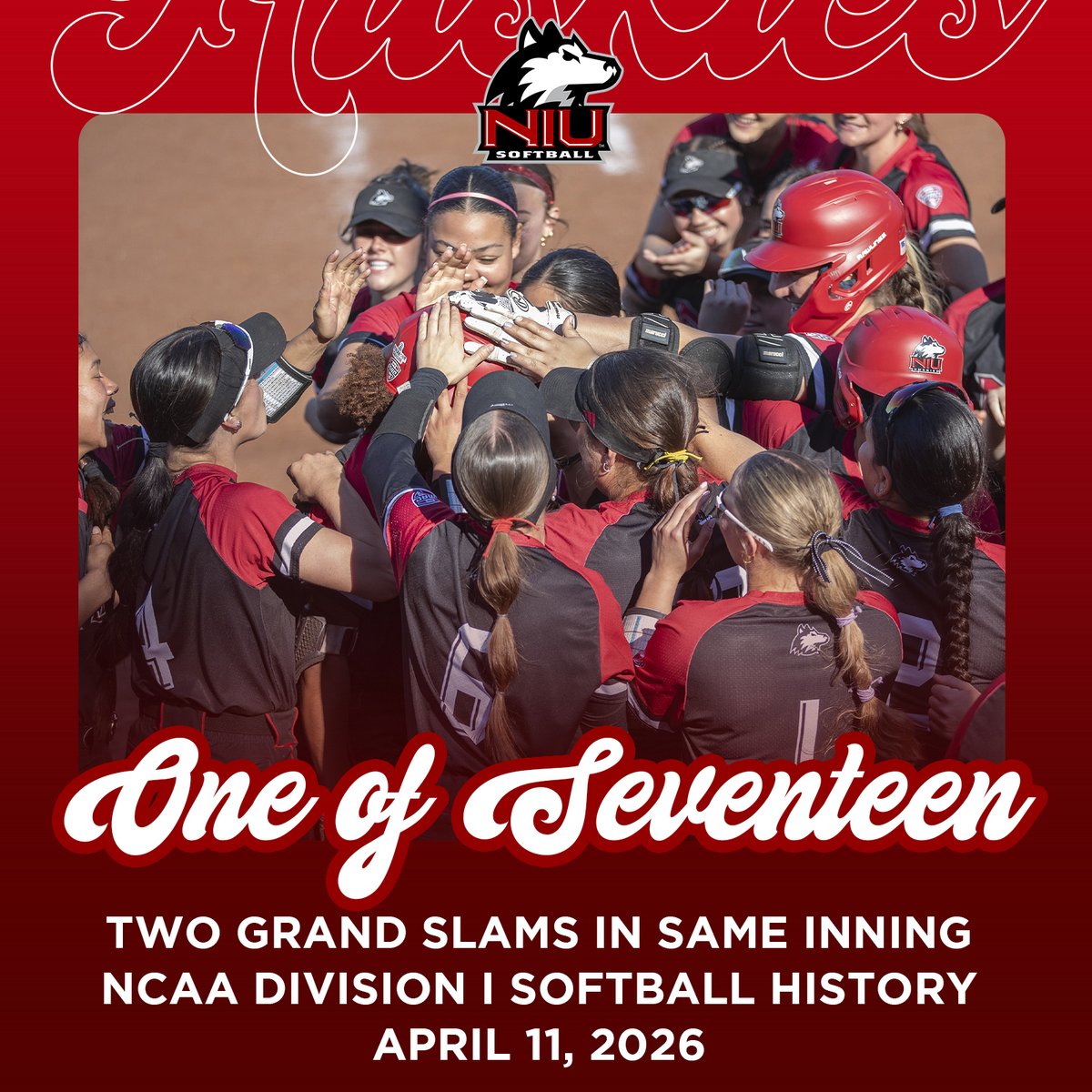NIUSoftball's tweet photo. Did you know?

During the Huskies’ win over Kent State, NIU dropped two grand slams in the same inning — one of only 17 times this has happened in D‑I softball since 2000.

#GoHuskies https://t.co/Hq0s9Jj77y