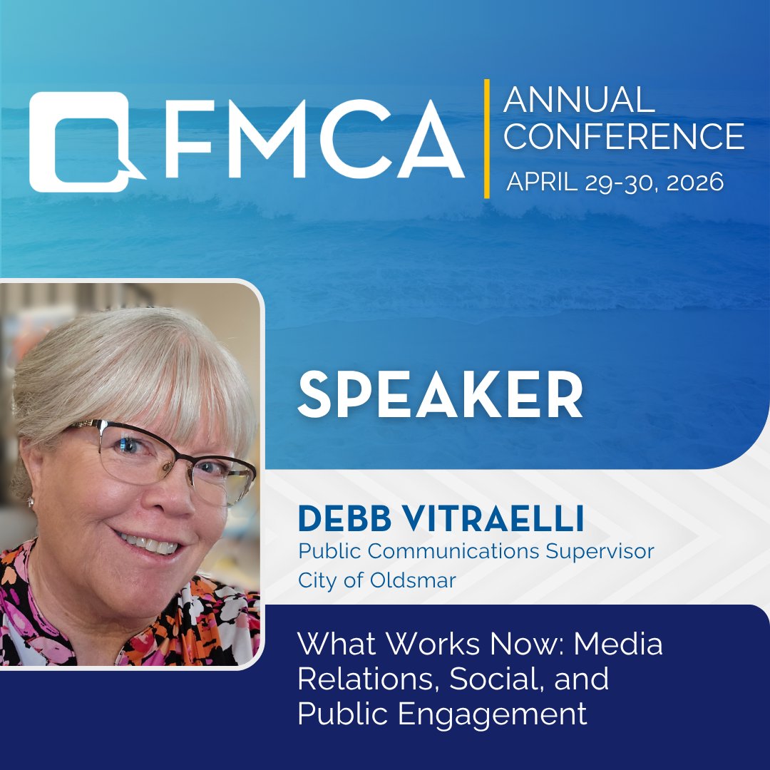 FMCAonline's tweet photo. The "What Works Now" panel brings together proven communicators from across Florida — rounded out by the City Manager and Public Communications Supervisor from the City of @oldsmar — who'll share real-world strategies driving results today. Register at https://t.co/jYwdF7EeMa. https://t.co/HTTaUFx6rW