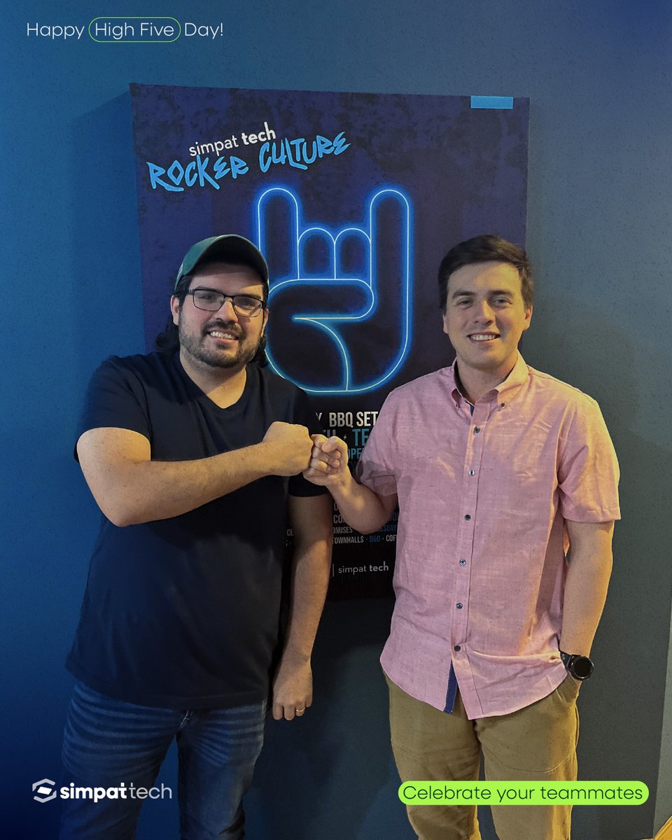 simpat_tech's tweet photo. Today is High Five Day! ✋✨
Celebrate the teammates who make your work better, those who help, make you laugh, and share their knowledge. Small moments of recognition can truly transform our relationships.
#Simpattech #innovation #developer #consultingIT https://t.co/KA6qBwyhPP