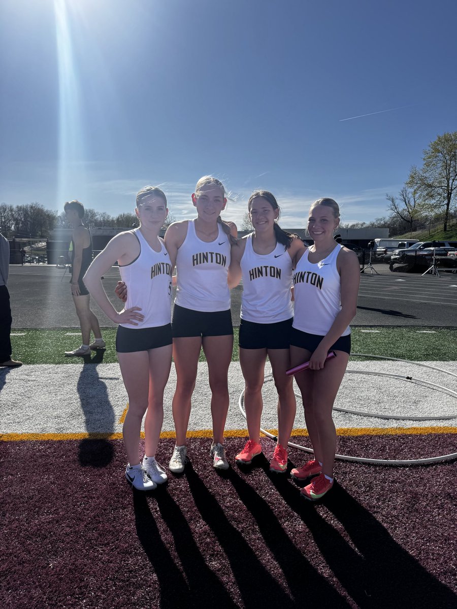Hintonhightrack's tweet photo. What a way to start the running!   School record alert!!!!   Chloe, Rori, Addie, and Jenna in Sprint Medley. 1:54.2 https://t.co/QLZWOTdbpy