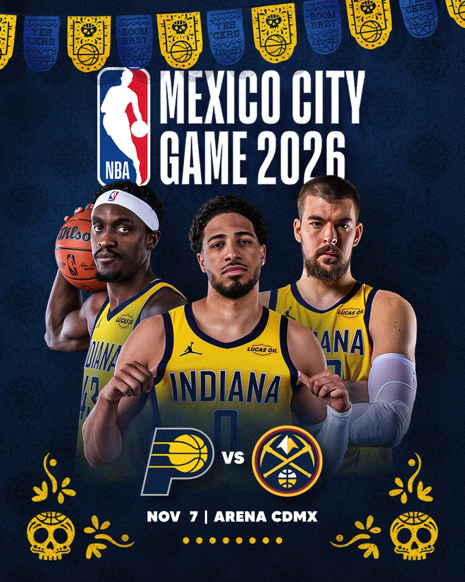 Pacers's tweet image. Heading to Mexico City for a matchup against the Nuggets in November 🔥

Learn more at PacersMexicoCity.com.