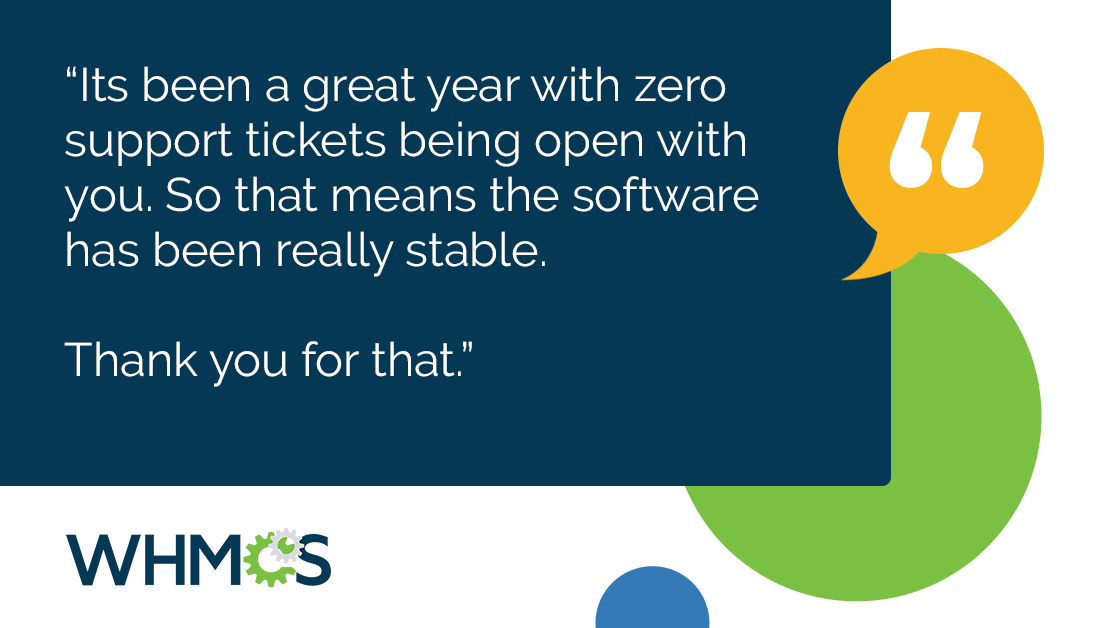 whmcs's tweet image. “It’s been a great year with zero support tickets. The software has been really stable.” 

No downtime. No drama. Just WHMCS doing what it does best. 

#WHMCS #ClientTestimonial #BillingAutomation #HostingAutomation #WebHosting #TechThatWorks