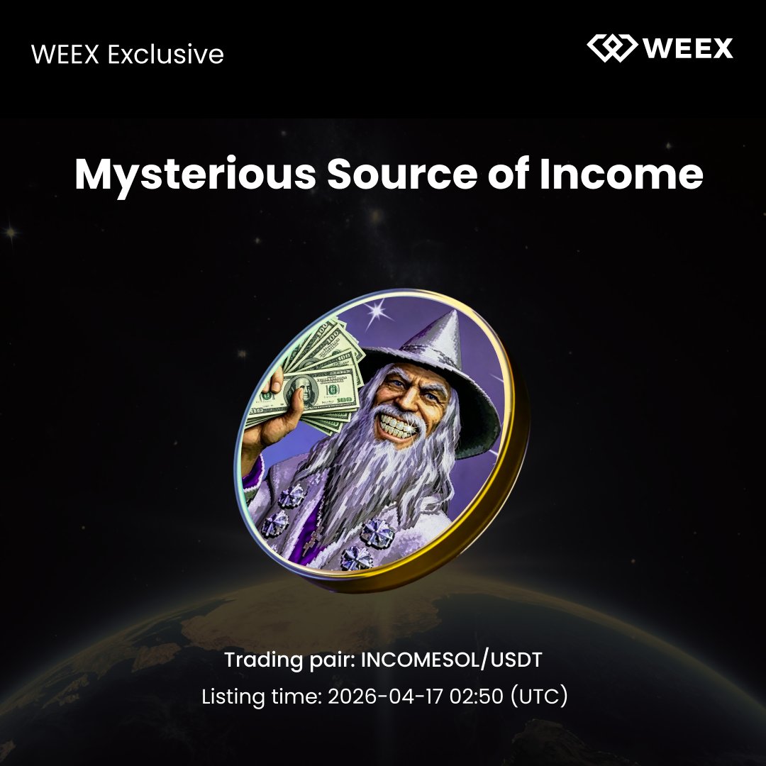 WEEX_Official's tweet photo. New Listing Alert on #WEEX🔔
We're excited to announce the Exclusive Listing of $INCOMESOL @MystIncome WEEX!

🔹Listing Time: Apr 17, 2026,02:50 (UTC)
🔹Trade on WEEX:https://t.co/CcHFiPBavB
🔹Read More Details:https://t.co/E1YfHzP8MF

#SpotListing  #INCOMESOL https://t.co/WEWOUDx7rr