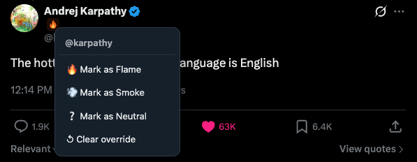 "What we are dealing with now isn't information overload, because we are always dealing with information overload. The problem is filter failure." 
~Clay Shirky

Just created a chrome extension to address this. 
🔥 Flame next to credible AI voices (real technical track record,