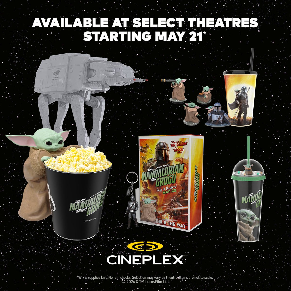 Don’t let the bounty slip away! 

Pick up your Mandalorian &amp; Grogu collectibles in select theatres starting May 21. ✨