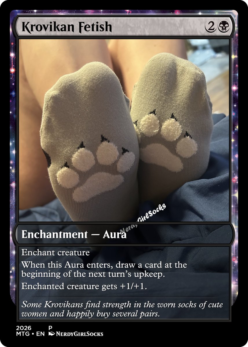 NerdyGirlSocks's tweet image. Any #MagicTheGathering fans lurking around? 👀
What do you guys think of these proxies featuring myself, @TheMissElixir. @sockysienna, &amp;amp; @PtqueenIg?
Would you actually use these in a deck? Let us know down below! 😘

#fypシ゚ #explore #socks #sockseller #feet