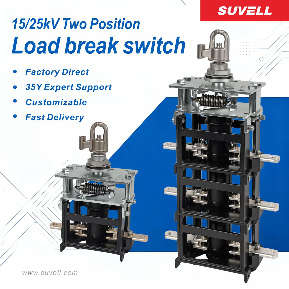 SUVELL2025's tweet image. ⚡ 15/25kV two-position loadbreak switch for safe &amp;amp; reliable power control. Factory direct, customizable &amp;amp; fast delivery for transformer &amp;amp; switchgear systems. 🔌
📩 admin@suvell.com🌐 suvell.com
#suvell #loadbreakswitch #powerdistribution #mediumvoltage