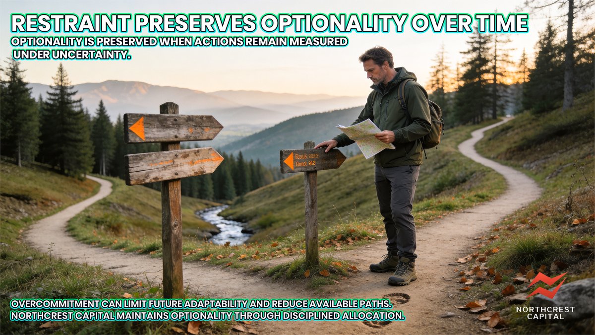 NorthcrestLTD's tweet image. 🧠 Holding back preserves future choices.
📊 Over-commitment can narrow paths.
🚀 Northcrest Capital keeps optionality intact.
📌 Timing inaction shapes better outcomes.

#NorthcrestCapital #Optionality #StrategicThinking #ResourceAllocation #LongTermView