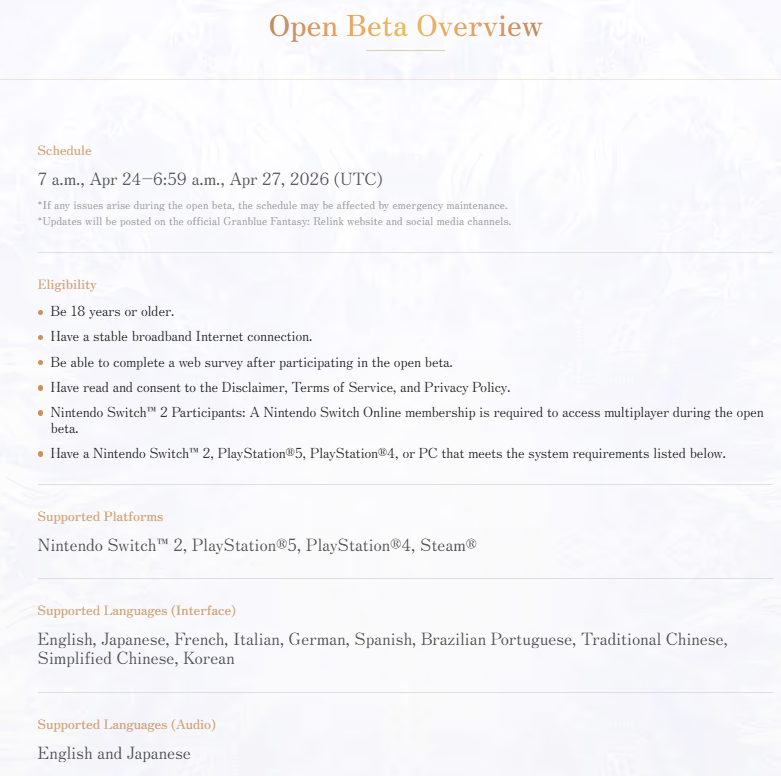 granblue_en's tweet photo. The Endless Ragnarok open beta will start on April 24th (UTC), with pre-downloads available on the 23rd.

The open beta will close on April 27th (UTC). https://t.co/GniFyivEEW